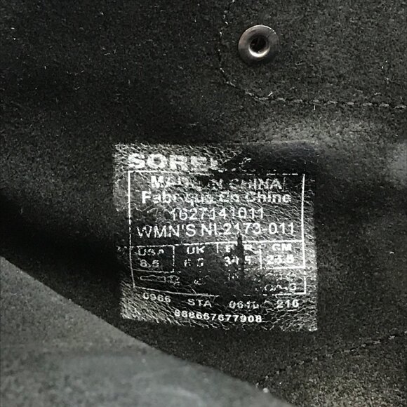SOREL JOAN OF ARCTIC  BLACK LEATHER HIDDEN WEDGE HEEL ANKLE BOOTS 8.5 - Picture 11 of 16